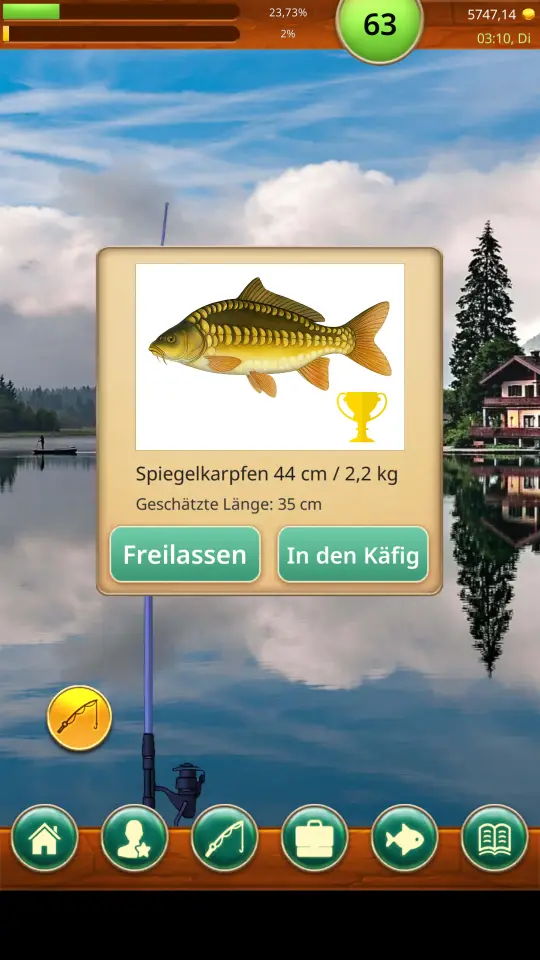 Dritter Screenshot aus dem Play-Store-Eintrag von Fishing Baron, Hochformat