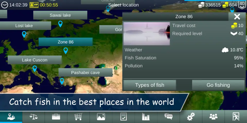 Zweiter Screenshot aus dem Play-Store-Eintrag von My Fishing World, Querformat